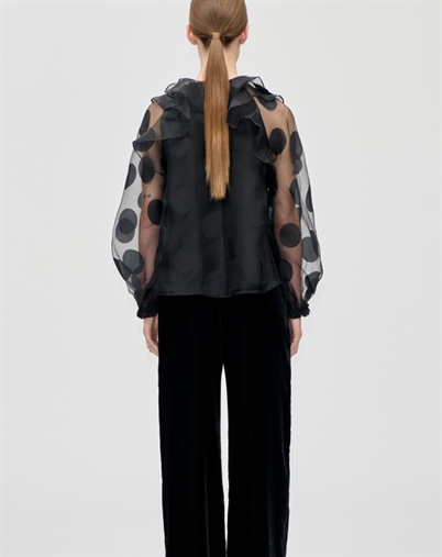 Stine Goya - Multi Ruffle Raglan Top - Dotted Black